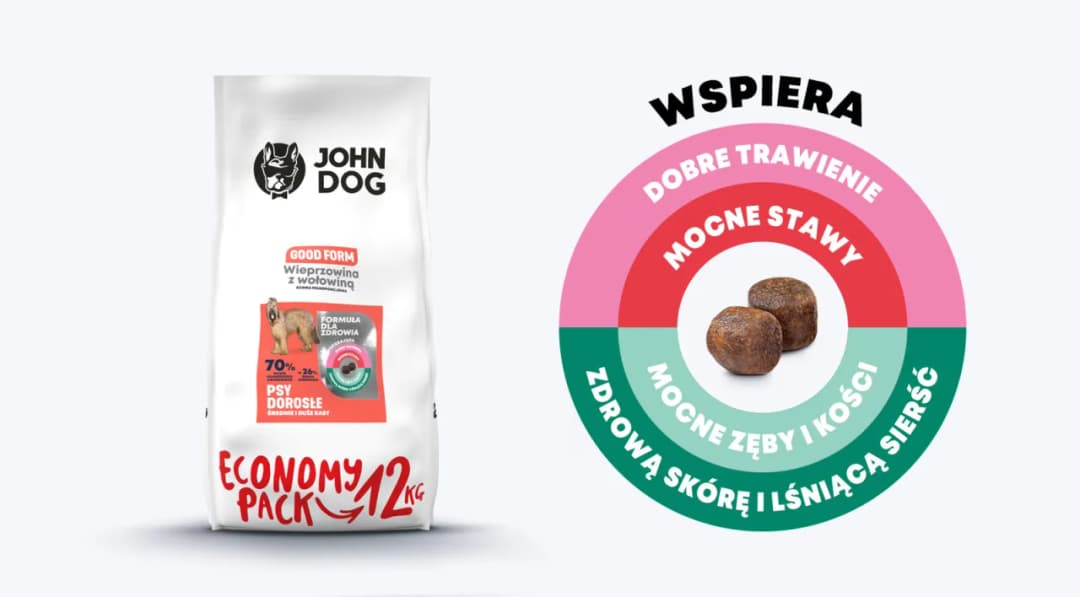 Karma John Dog wieprzowina z wołowiną – idealna dla dużych psów